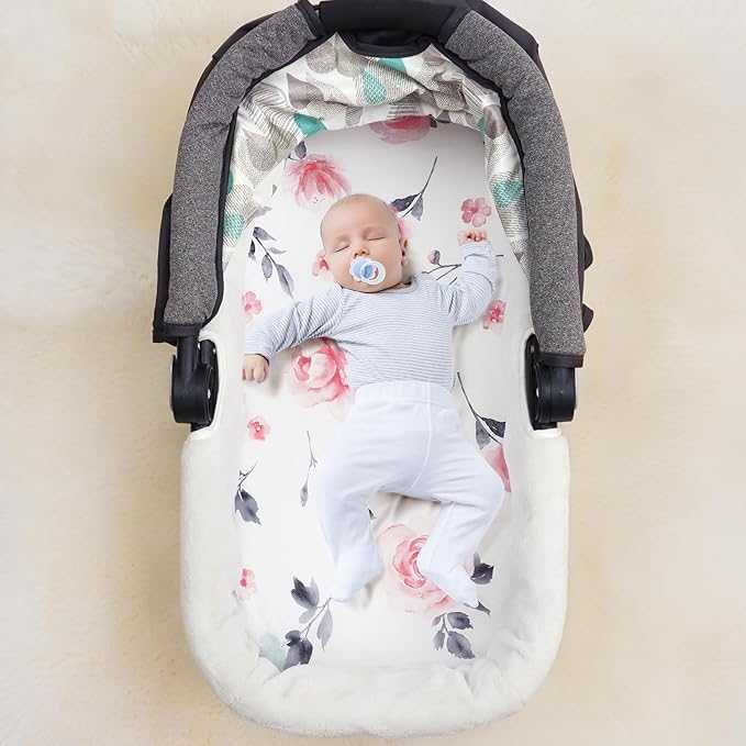 3 Pack Bassinet Sheets, Ultra Soft Breathable Comfortable Baby Sheet Set for Boys Girls Neutral, Univeral Fit for Most Cradle and Bassinet Mattress, Floral Flowers