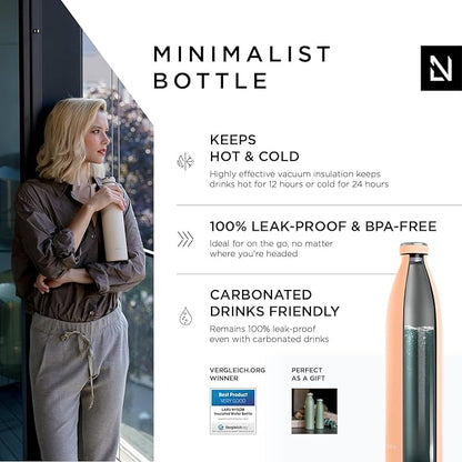 LARS NYSØM Stainless Steel Insulated XL Water Bottle 12oz 17oz 25oz 34oz 51oz | BPA-free Insulated Thermo Flask for Hot and Cold Beverages | Leakproof Large Drinking Bottle (Creamy Peach, 51oz)