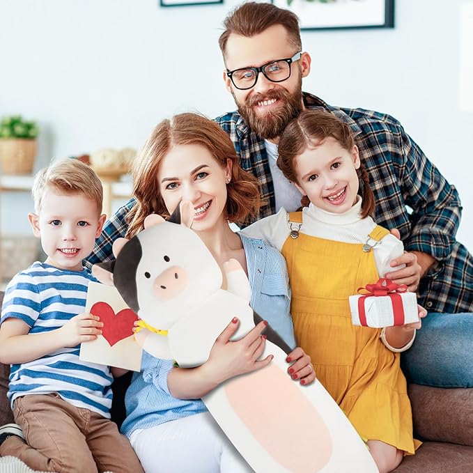 36 inch Milk Cow Stuffed Animal, Soft Long Cuddle Squishy Pillow, Cute Cow Print Body Pillow Plushies Toy Gift for Kids, Boys Birthday,Valentine,Easter
