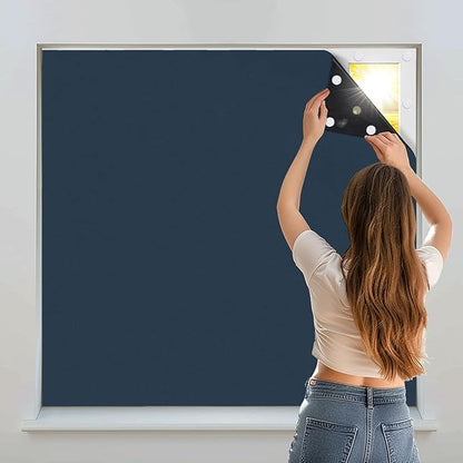 Portable Blackout Shades 100% Blackout Curtains for Bedroom Small Window Curtains No Light Kitchen Windows Insulated for Nursery for Baby Travel Curtain,Navy Blue,56" W x 40" L,1 Panel