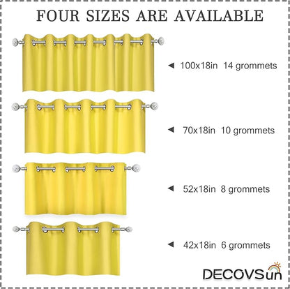 Brilliant Yellow Valance for Kitchen Windows Solid Gold Yellow Blackout Curtain Valance with Grommet for Bedroom Short Straight Drape Valance for Living Room 42X18 1 Panel