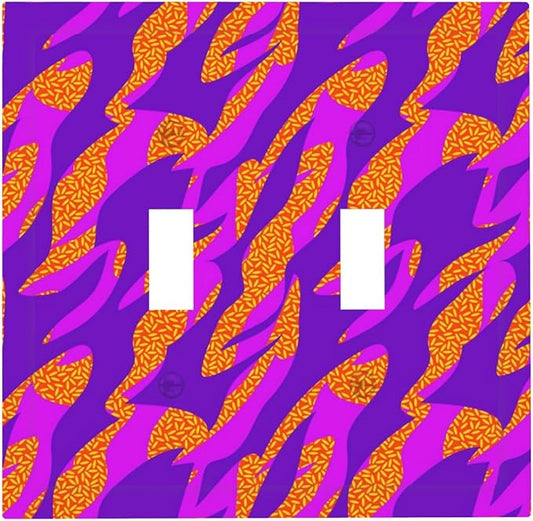 Neon Colors Colorful Double Toggle Light Switch Covers 2 Gang Wall Plate Dual Decorative Switchplate Electrical Faceplate for Bathroom Country Kitchen Bedroom Decor, 4.9" x 5"