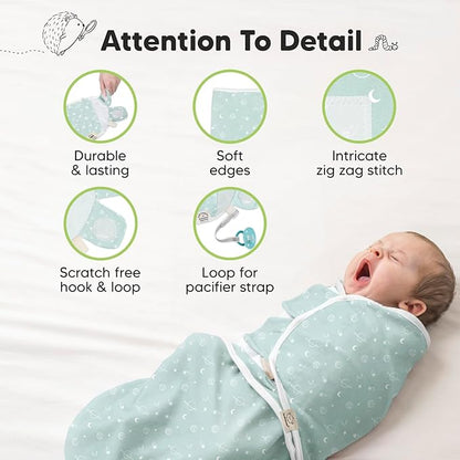 3-Pack Organic Baby Swaddle Sleep Sacks - Newborn Swaddle Sack, Ergonomic Baby Swaddles 0-3 Months, Swaddles for Newborns, Baby Sleep Sack, Baby Swaddle Blanket Wrap, Baby Essentials (Galaxy)