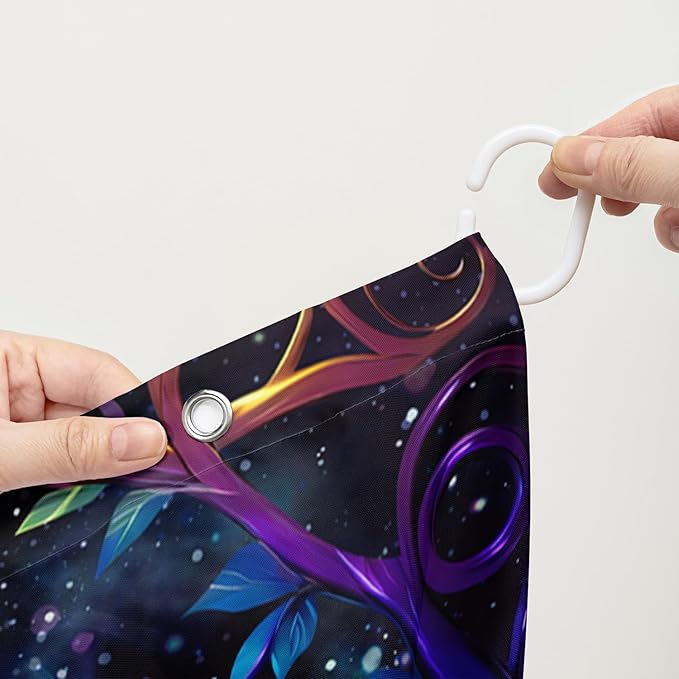 AILONEN Tree of Life Shower Curtain for Bathroom,Galaxy Starry Glowing Tree of Life Bath Curtain,Colorful Tree Shower Curtain Waterproof with 12 Plastic Hooks for Boys Girls Adults 72" W*78" H