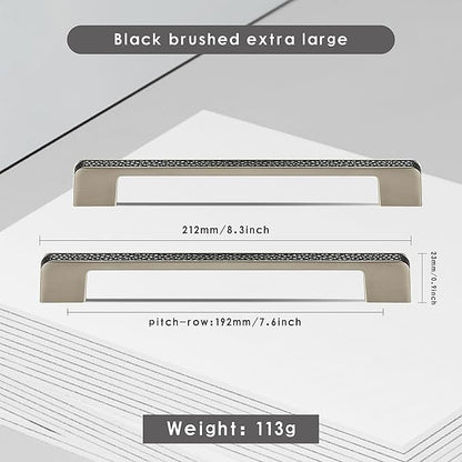 Leather Handle Brass Leather Handle Nordic Minimalist Style Handle Wardrobe Dressing Table Bedroom Living Room Kitchen Handle Hardware Furniture - 2 Pack (Black, 192mm(7-1/2in))