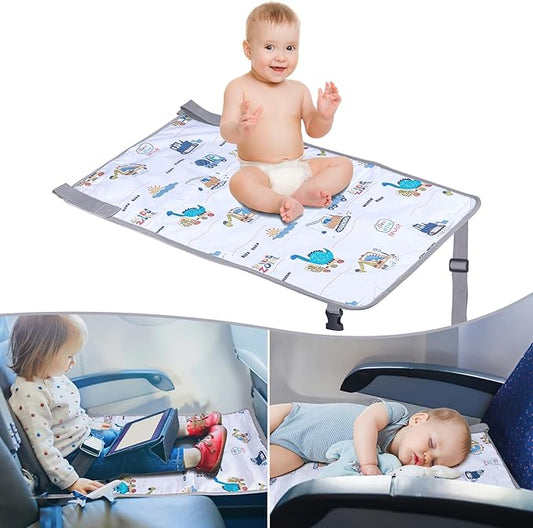 FUNSTAR Airplane seat Extender for Kids, Toddler Airplane Bed with Blanket, Baby Airplane Travel Essentials, Baby Portable Airplane Bed Footrest for Flight - Toddler Airplane Travel Essentials(White)
