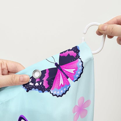 AILONEN Pink Butterfly Girls Shower Curtain for Bathroom Decor,Beautiful Floral Butterfly Women Butterfly Bath Curtain 72" W*96" H Polyester Waterproof Bathroom Curtain with 12 Hooks