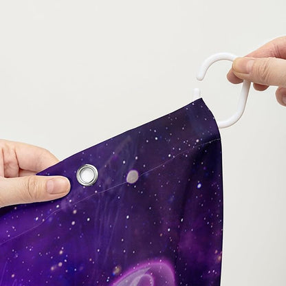 AILONEN Colorful Jellyfish Shower Curtains,Purple Galaxy Bath Curtains,Planet Jellyfish Curtains for Kids Boys Girls,Polyester Waterproof for Bathroom with 12 Hooks,36" W*72" H Purple