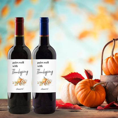 24Pcs Thanksgiving Wine Label Cheers Thanksgiving Wine Label Holiday Gift Champagne Label Wine bottle label Thanksgiving Gift Funny Gift