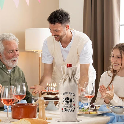 21st Birthday Wine Gifts Bag for Her Sister, Twenty-one Year Old Birthday Party Decorations Wine Bag, Funny Birthday Wine Bag Gifts for Her Friends, 21st Birthday Wine Bag Gifts