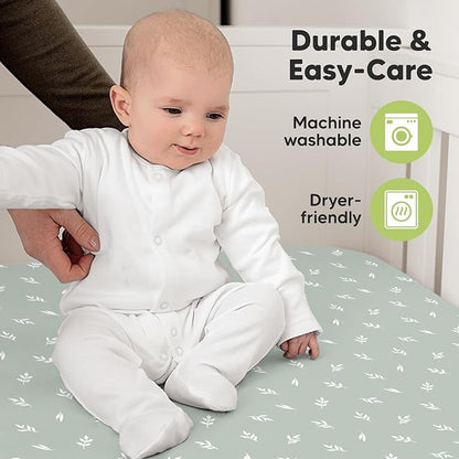 2-Pack Organic Crib Sheets for Boys, Girls - Jersey Fitted Crib Sheet, Baby Crib Sheets Neutral, Crib Mattress Sheet, Cotton Crib Sheets, Breathable Crib Sheet, Baby Mattress Sheets (Prairie)