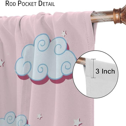 Unicorn Curtain for Kids Bedroom,Pink Cartoon Rainbow Darkening Curtains Decor Sliding Curtains Decorative Curtains for Girls Boys Baby Room,Living Room Decoration 55x63inch