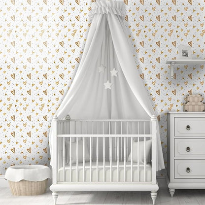 Amaonm Removable 15.8 x 98.4inch Lovely Gold Heart Wall Decals DIY Wallpaper Wall Stickers Murals Decor for Kids Babys Girls Bedroom Teens Nursery Living Room Door Desk Decoration (Heart)