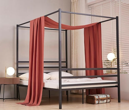 Akiky Montessori Floor Bed Canopy Curtains Linen Canopy for Kids House Bed Canopy Scarf for Toddler Adult Bed Frame Canopy Panel Nursery Room Decor (Twin,Terracotta)