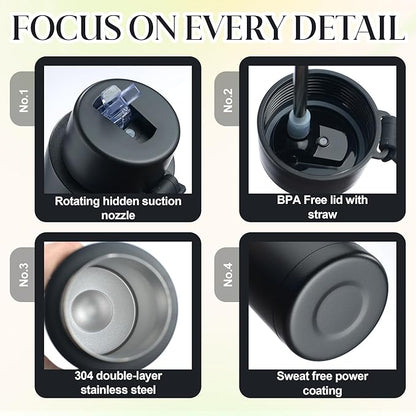 AGH 34oz Tumbler with Straw Lid - Double Wall Vacuum Insulated Stainless Steel - Set of 4 (Pink, Orange, Magenta, Green)