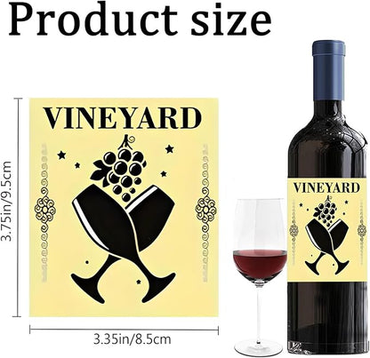 24pcs Wine Bottle Label VINEYARD Decorations Waterproof Wraps Sticker 3.75x3.4 In for wine Bottle Women Men Party Supply,