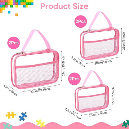 6 Packs Large Clear Toy Storage Bags, Reusable PVC Organizing Bags, zipper bags for organizing,Clear Zippered Blocks Bag Set,Waterproof Toy Storage Bags for Zipper,Puzzle, Kids Books,Board Games