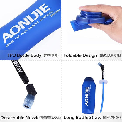 Azarxis Hydration Soft Flask 350ml 600 ml Running Water Bottle 2 Pack for Running Hiking Cycling (600ml - 2 Pack)