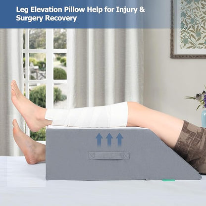 Adjustable Leg Elevation Pillows for Swelling After Surgery - Elevated Pillows for Legs - Leg Support Pillow - Portable Knee Wedge Pillow to Elevate Knee/Leg/Feet