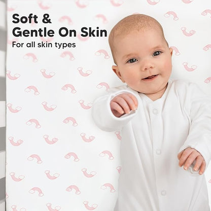 2-Pack Crib Sheets for Boys,Girls - Viscose Derived from Bamboo Fitted Crib Sheet, Organic Baby Crib Sheets, Crib Mattress Sheet,Toddler Bed Sheets,Baby Sheets for Crib Fitted Sheets(Dreamland)