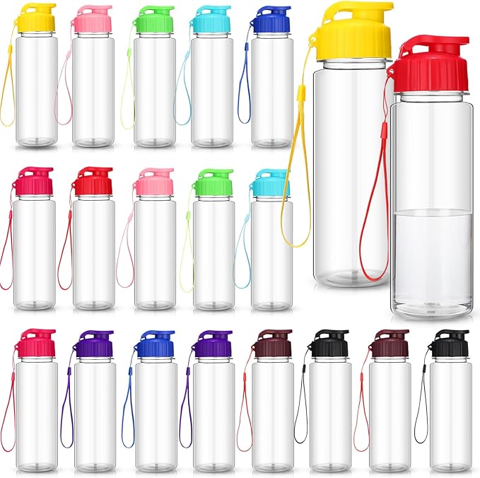 Mifoci 20 Pieces Water Bottle Bulk Plastic Water Bottles Bulk Gym Sports Adults Reusable Large Water Bottles with Leak Proof Flip Top for Party Outdoor(17 oz,Assorted Color)