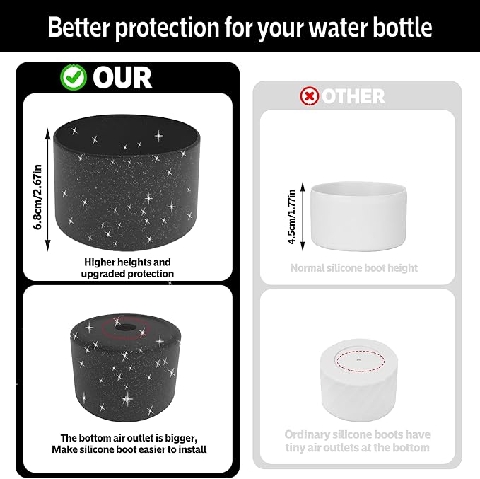 2PCS Silicone Water Bottle Boot for Owala 24oz 32oz 40oz,Anti-Slip Protective Sleeve Bottom Bumper Protector for FreeSip, Twist, and Flip Water Bottles