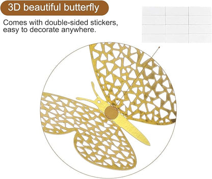 uxcell 72Pcs 3D Beautiful Butterfly Removable DIY Wall Stickers for Birthday Party Decorations Cake Decorations, Gold