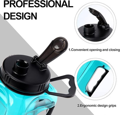 Half Gallon Water Bottle Large Sports Water Bottle Jug With Times to Drink Marker BPA Free Reusable for Fitness Gym Outdoor 64oz Green