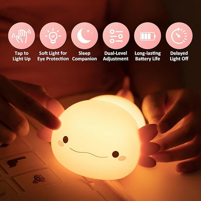Axolotl Gifts for Kids, Axolotl Night Light Silicone Lamp,Portable Rechargeable Table Lamp,Cute Room Decor Night Light for Kids Girls Boys Birthday Christmas Gifts