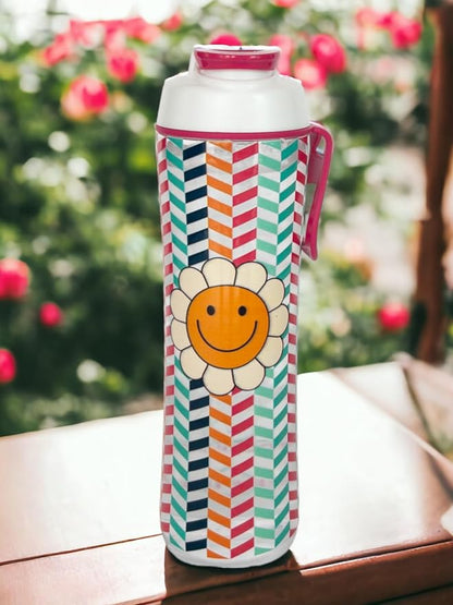 Kids Water Bottle with Times to Drink | 24oz BPA-Free Reusable Water Bottles with Time Marker | Clear Tritan Plastic Great for School | Leakproof Cap & Carry Loop | Made in USA