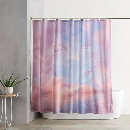 AILONEN Pink Wonderland Shower Curtain,Blue and Pink Sweet Bathroom Shower Curtain for Girls Kids Teens, 60" W*72" H Dream Sky Theme Shower Curtain Sets for Bathroom