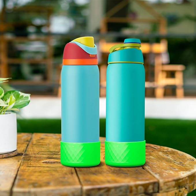 2PCS Silicone Water Bottle Boot for Owala 24oz 32oz 40oz, Anti-Slip Protective Sleeve Bottom Bumper Protector for FreeSip, Twist, and Flip Stainless Steel Water Bottles