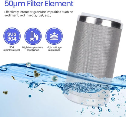 Amwater Stainless Steel Cleanable Wire Mesh Filter Cartridge 5”Length,2.5"OD(100 Micron)