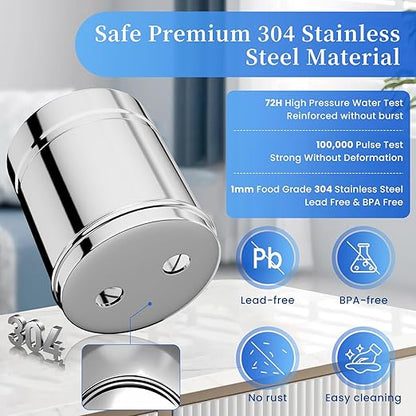 2.25G Gravity-Fed Water Filter System, NSF/ANSI Standard, 304 Stainless Steel System with 2 Carbon Filters, 2 Fluoride Filters and Stand, Reduce 99% Chlorine, Lead and Fluoride