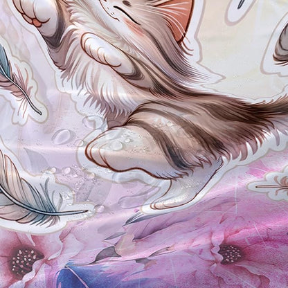 AILONEN Cartoon Cat Shower Curtain,Kawaii Dance Kitten and Feathers Bathroom Curtain Set for Kids Boys,Cute Animal Kittens Waterproof Shower Curtain for Bathroom, 72" W*84" H Pink