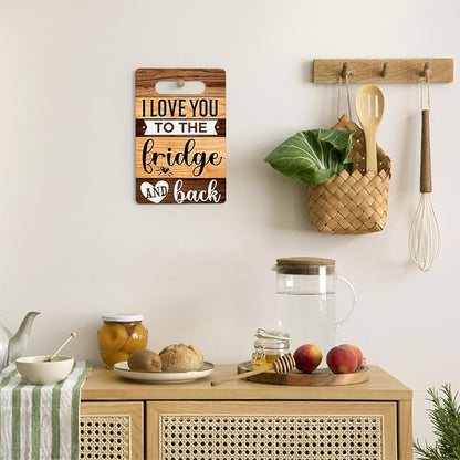 Farmhouse Kitchen Decor, Kitchen Signs Wall Decor, Kitchen Decorations, Kitchen Door Wall Hanging Decor, I Love You to The Fridge And Back Wood Sign 8 x 12 Inch
