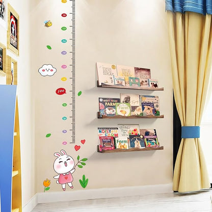 AZSKY Nusery Book Shelves for Kids, Picture Ledge Shelf for Wall Decor and Storage, Floating Photo Shelves with Lip for Picture Frames (Walnut, 23.6 Inches)