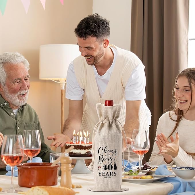 40th Birthday Decorations for Women Her Him, 40th Birthday Gifts for Women Wine Bag, 40 Years Old Birthday Wine Gifts Bag, Forty Birthday Gifts for Women Her Sister Friends Wine Gift Bag