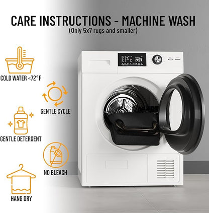 Machine Washable Modern Solid Design Non-Slip Rubberback 2x6 Traditional Runner Rug for Hallway, Kitchen, Bedroom, Living Room, 2'2" x 6', Black