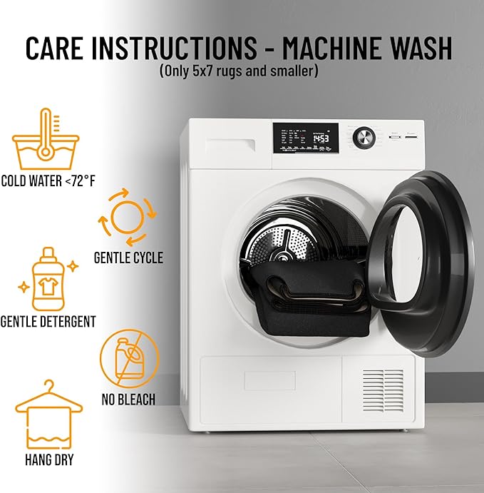 Machine Washable Modern Solid Design Non-Slip Rubberback 2x5 Traditional Runner Rug for Hallway, Kitchen, Bedroom, Entryway, 20" x 59", Black