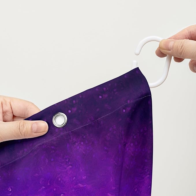 AILONEN Paris Tower Shower Curtain,Purple Glowing City Waterproof Fabric Shower Curtain for Girls Boys Kids Teens, 72" W*78" H Night Eiffel Tower Oil Painting Shower Curtain