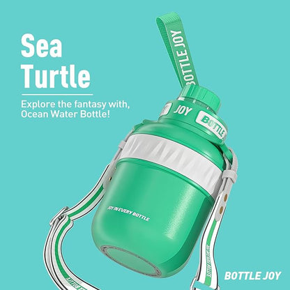 Stainless-Steel Water Bottle: Leakproof Lid, Perfect Sip, Double Insulated, Eco-Friendly, Dishwasher Safe & Stylish Strap (Sea Turtle, 32 oz)