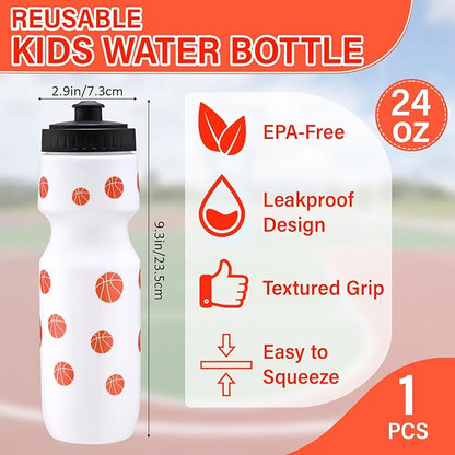 2 Pcs Basketball Sports Party Favors Sports Drawstring Bags Goodie Treat Bags 24 oz Squeeze Water Bottles