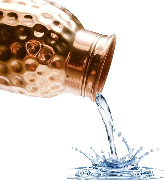 Ayurvedic Drinking Copper Water Bottle for Sports, Travel, Yoga & Everyday Use, Water Bottle for Gym, Office, Hiking, Outdoor Capacity 32 Oz (Design 2, 32 Oz)
