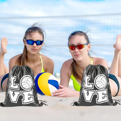 12 Pcs 17 Inch Ball Drawstring Bag Gift Bags Party Favors Cinch Bags Drawstring Backpack Sack Bag (Volleyball Style)