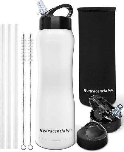 Insulated Stainless Steel Metal Water Bottle with Straw Lid - Vacuum Insulated Water Bottles, Keeps Hot and Cold - Sports Canteen Bottle