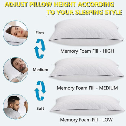 AS AWESLING Soft Pillows for Sleeping - Shredded Memory Foam Bed Pillows Set of 2 for Side Back Stomach Sleepers (Queen(20 * 30 inches))