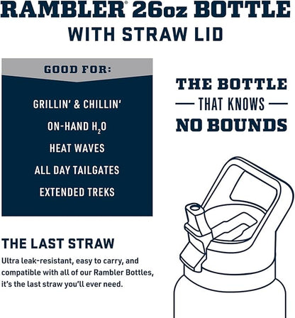 YETI Rambler 26 oz Bottle, Vacuum Insulated, Stainless Steel with Straw Cap, Seafoam