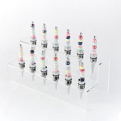 Acrylic Wine Stoppers Display Holder 12 Slot Clear Wine Bottle Stopper Stand Accessories Pourers Rack for Bar Cart