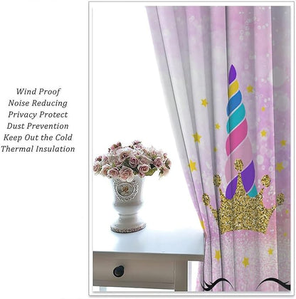 Kids Unicorn Curtains Kids Girls Boys Rainbow Unicorn Pattern Blackout Curtains Bedroom Curtains 42x54 Inches 2 Panels
